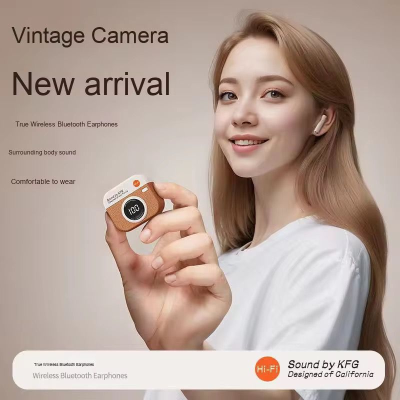 Q86 Retro Camera style Bluetooth Tws  Earbuds Headphones